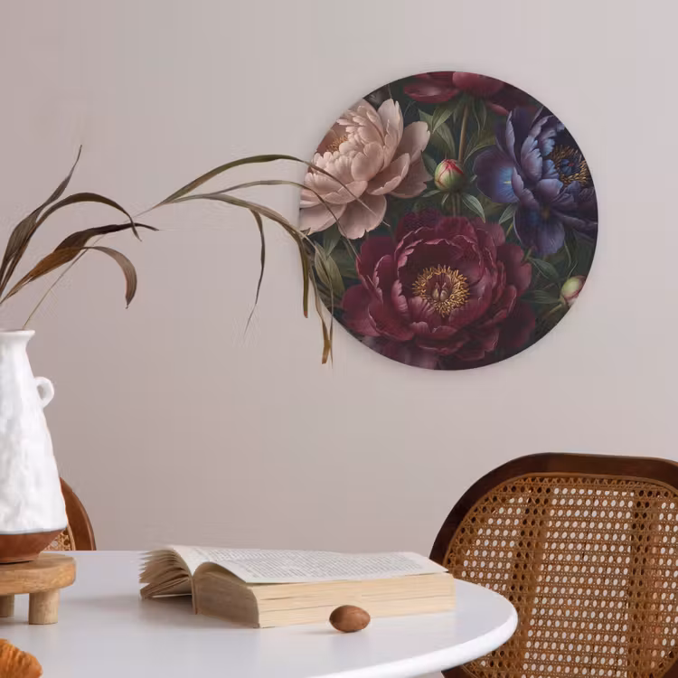 Bloemen - Boeket - Natuur - Modern - Donker Akoestische PET Vilt - Rond klein -sfeer3