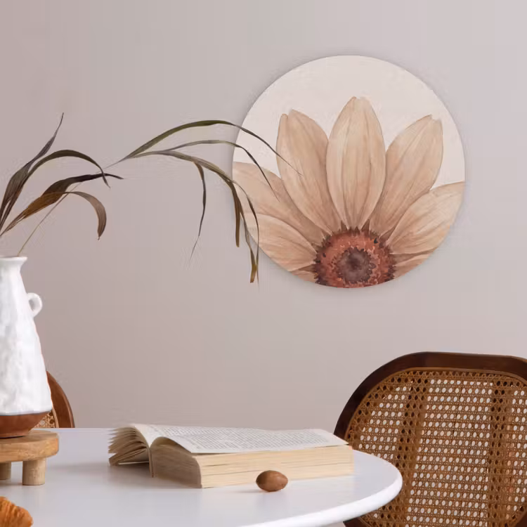 Bloemen - Bloemblad - Natuur - Aquarel - Beige Akoestische PET Vilt - Rond klein -sfeer3