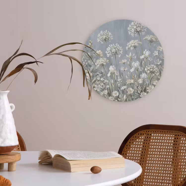 Bloemen - Botanisch - Blauw Akoestische PET Vilt - Rond klein -sfeer3