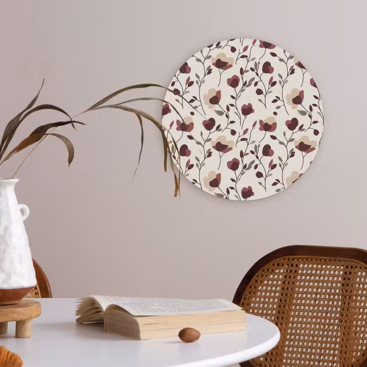 Bloemen - Botanisch - Bordeaux Akoestische PET Vilt - Rond klein 838 -sfeer3
