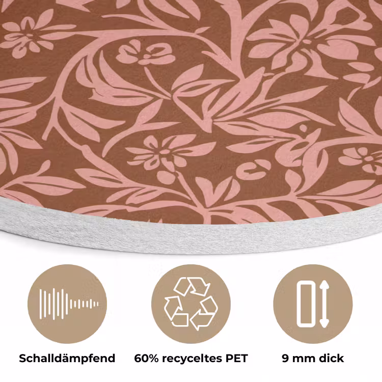 Bloemen - Print - Roze Akoestische PET Vilt - Rond klein 838 -closeup_DE