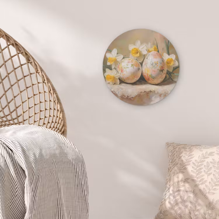 Bloemen - Eieren - Geschilderd Akoestische PET Vilt - Rond klein -sfeer4