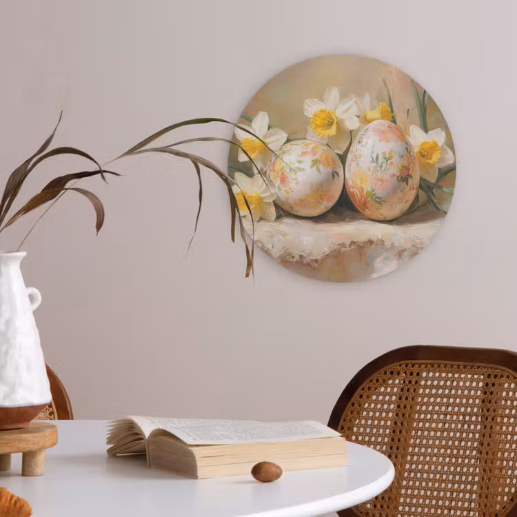 Bloemen - Eieren - Geschilderd Akoestische PET Vilt - Rond klein -sfeer3