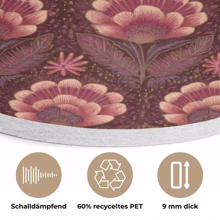 Bloemen - Waaier - Paars Akoestische PET Vilt - Rond klein 838 -closeup_DE
