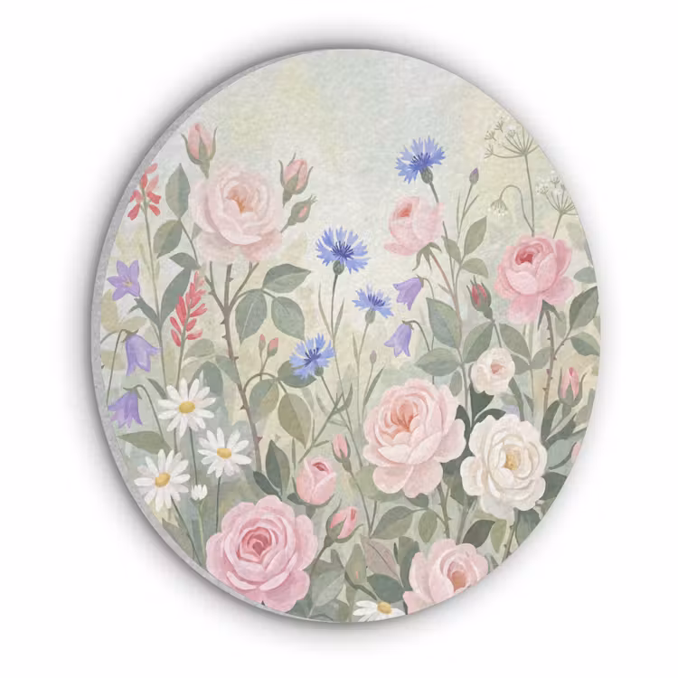 Bloemen - Tuin - Natuur - Kleurrijk Akoestische PET Vilt - Rond klein -3d