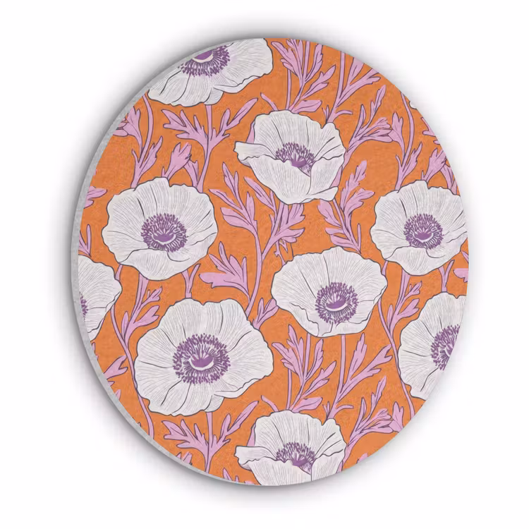 Bloemen - Grafisch - Oranje Akoestische PET Vilt - Rond klein 838 -3d