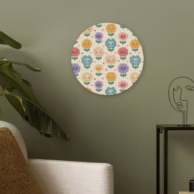 Bloemen - Hartjes - Kleurrijk Akoestische PET Vilt - Rond klein 838 -sfeer2