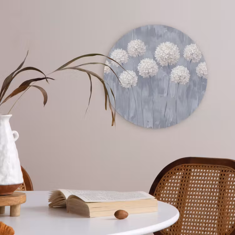Bloemen - Illustratie - Blauw Akoestische PET Vilt - Rond klein -sfeer3