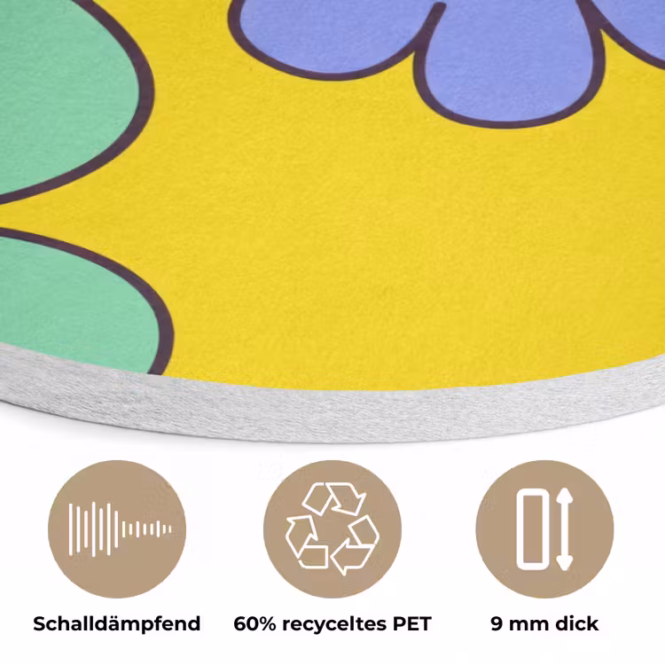 Bloemen - Illustratie - Kleurrijk Akoestische PET Vilt - Rond klein -closeup_DE