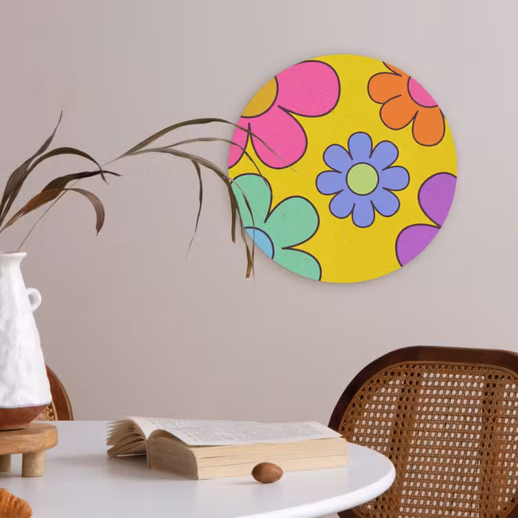 Bloemen - Illustratie - Kleurrijk Akoestische PET Vilt - Rond klein -sfeer3