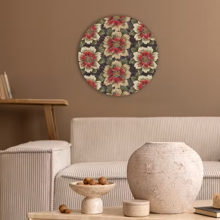 Bloemen - Klassiek - Patroon - Rood Akoestische PET Vilt - Rond klein 838 -sfeer1