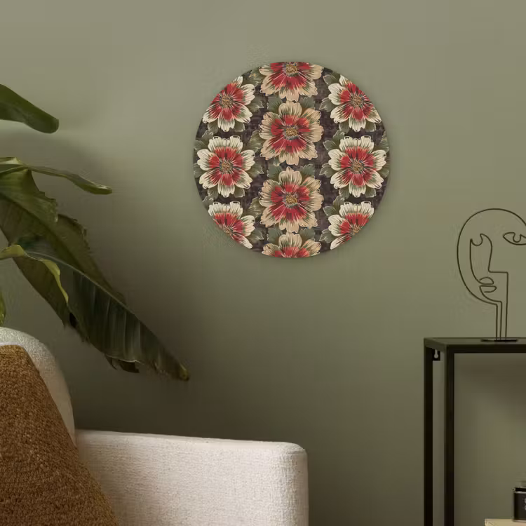 Bloemen - Klassiek - Patroon - Rood Akoestische PET Vilt - Rond klein 838 -sfeer2