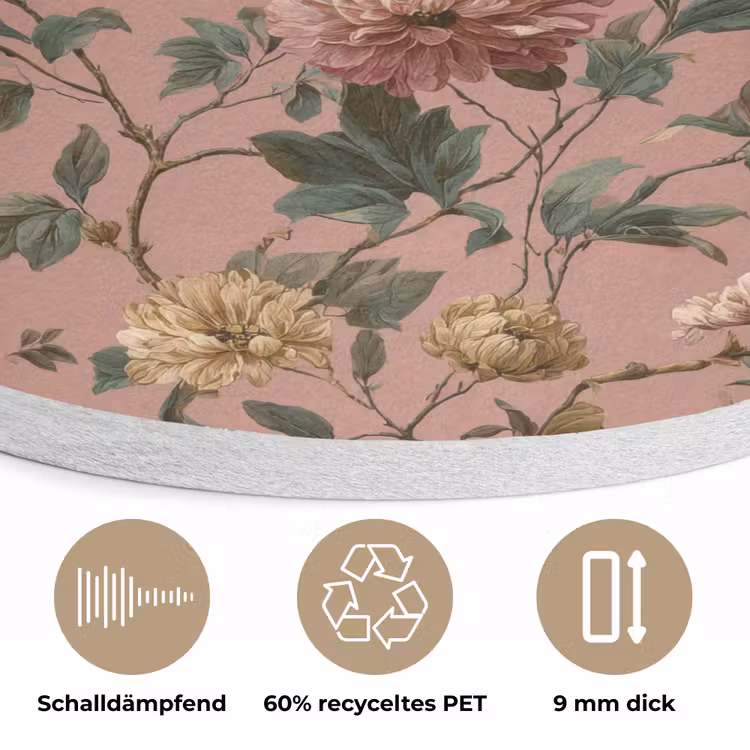 Bloemen - Klassiek - Roze Akoestische PET Vilt - Rond klein 838 -closeup_DE