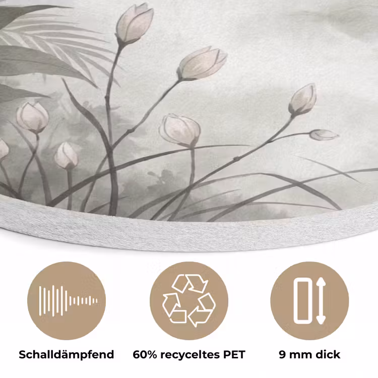 Bloemen - Knop - Tuin - Illustratie - Wit Akoestische PET Vilt - Rond klein -closeup_DE