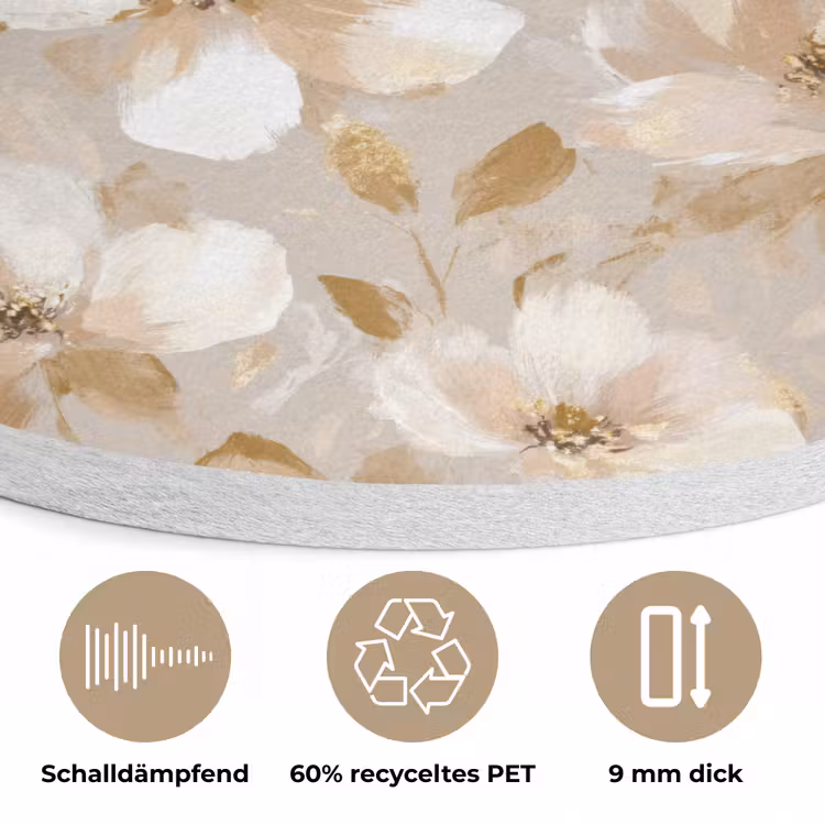Bloemen - artistiek - Goud Akoestische PET Vilt - Rond klein 838 -closeup_DE