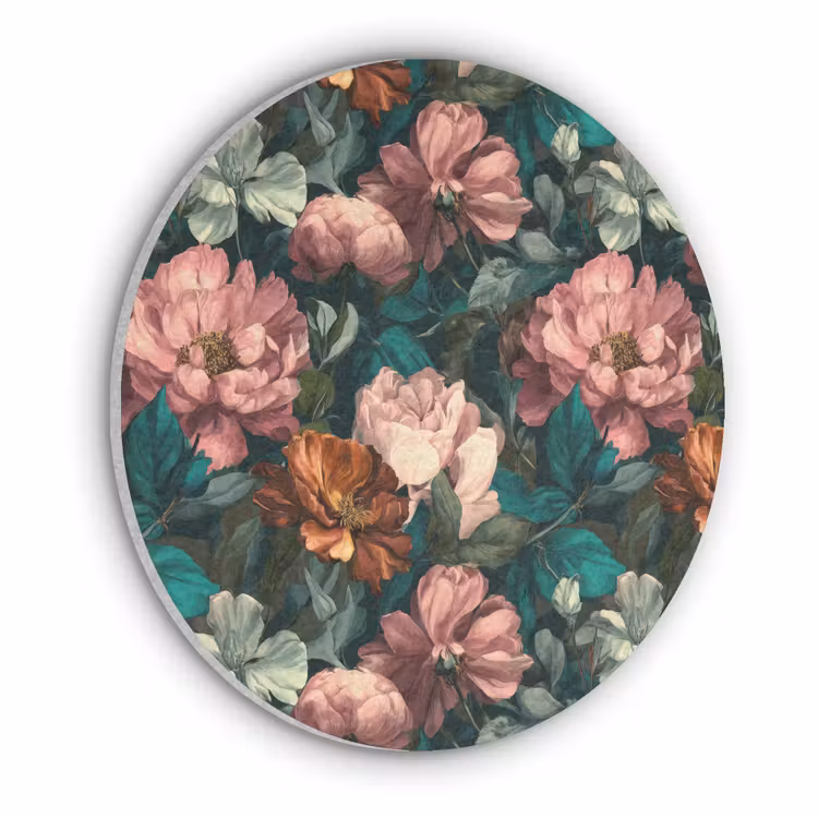 Bloemen - Schilderachtig - Patroon - Roze Akoestische PET Vilt - Rond klein 838 -3d