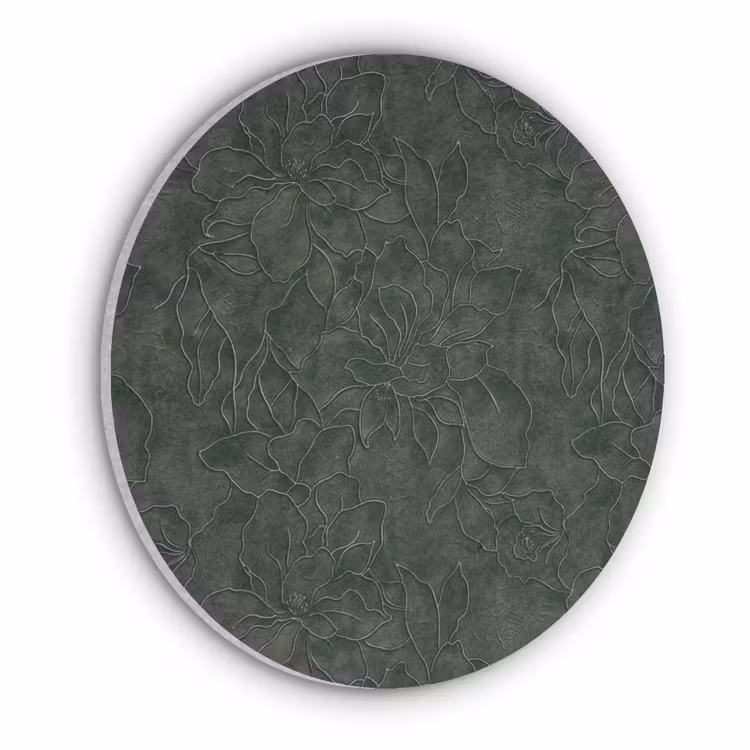 Bloemen - Lijnen - Groen Akoestische PET Vilt - Rond klein 838 -3d
