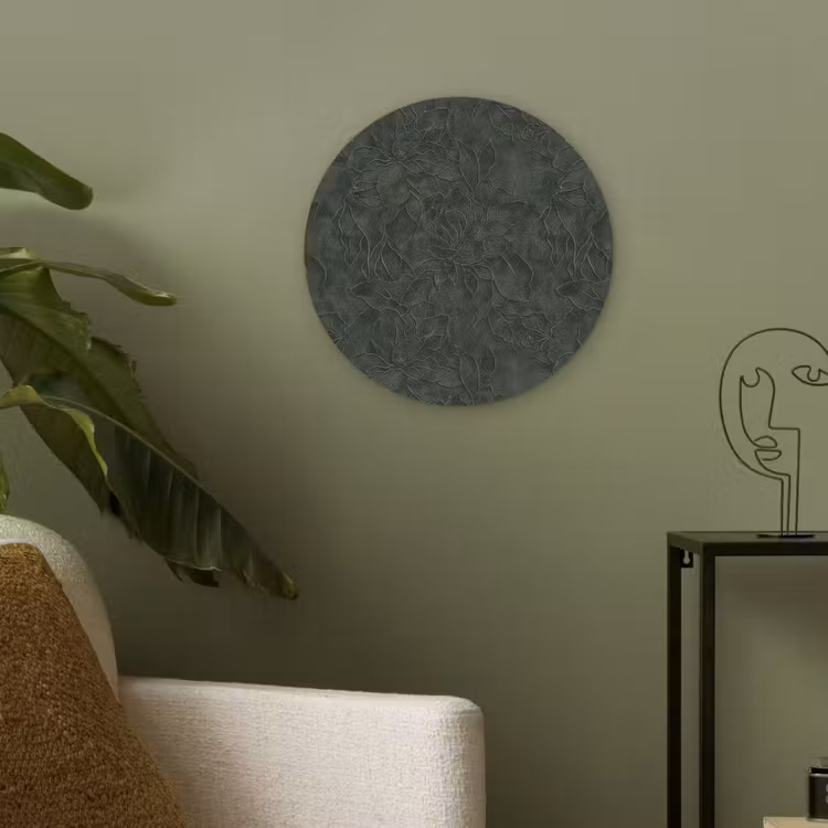 Bloemen - Lijnen - Groen Akoestische PET Vilt - Rond klein 838 -sfeer2