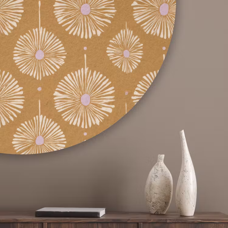 Bloemen - Modern - Oker Akoestische PET Vilt - Rond klein 838 -sfeer5_closeup