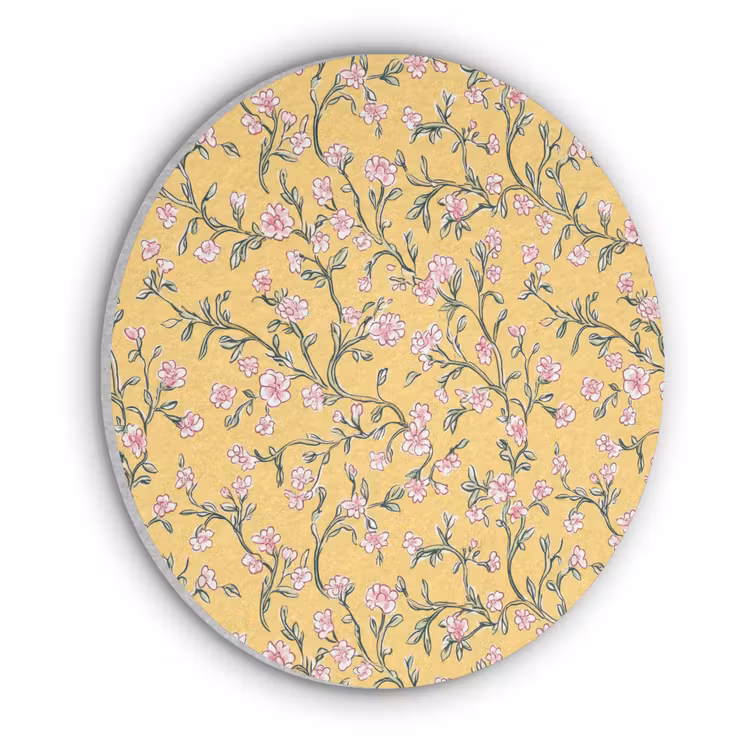 Bloemen - Motief - Geel Akoestische PET Vilt - Rond klein 838 -3d