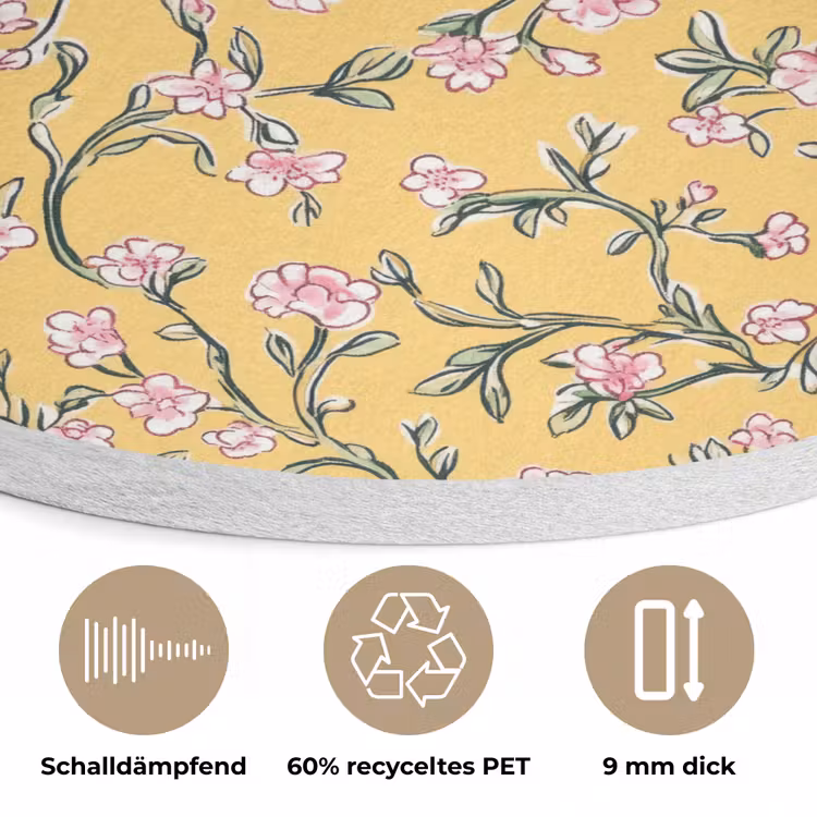 Bloemen - Motief - Geel Akoestische PET Vilt - Rond klein 838 -closeup_DE