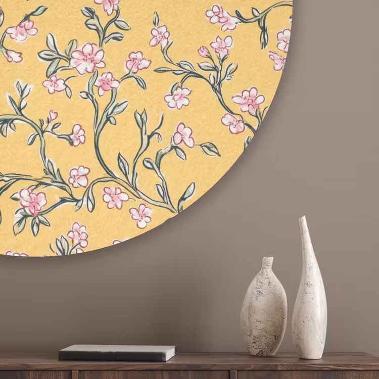 Bloemen - Motief - Geel Akoestische PET Vilt - Rond klein 838 -sfeer5_closeup