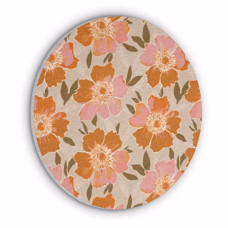 Bloemen - Motief - Retro Akoestische PET Vilt - Rond klein 838 -3d