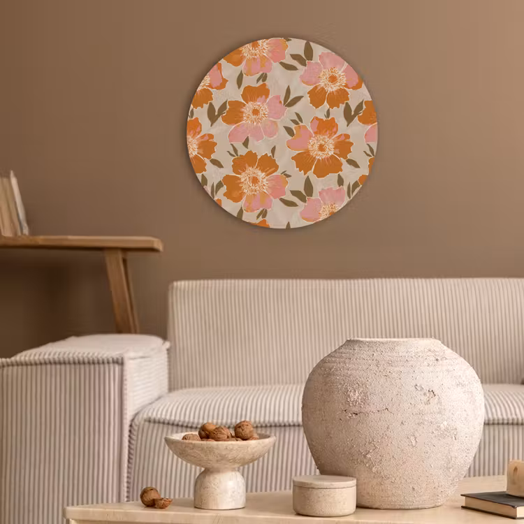 Bloemen - Motief - Retro Akoestische PET Vilt - Rond klein 838 -sfeer1
