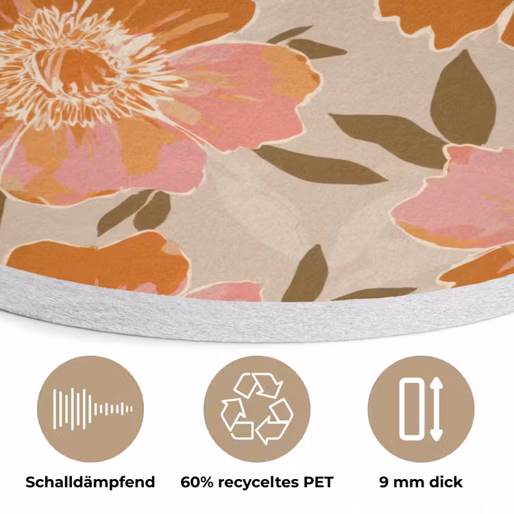 Bloemen - Motief - Retro Akoestische PET Vilt - Rond klein 838 -closeup_DE