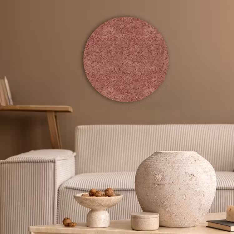 Bloemen - Motief - Rood Akoestische PET Vilt - Rond klein 838 -sfeer1