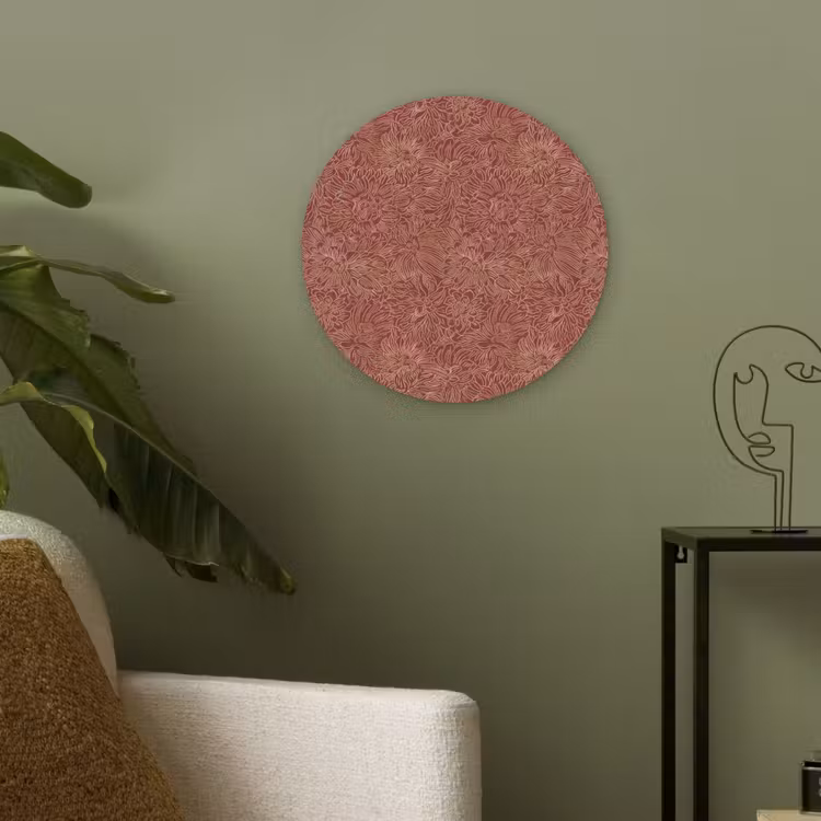 Bloemen - Motief - Rood Akoestische PET Vilt - Rond klein 838 -sfeer2
