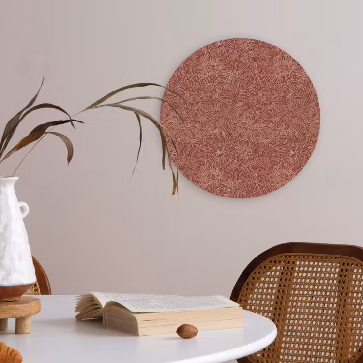 Bloemen - Motief - Rood Akoestische PET Vilt - Rond klein 838 -sfeer3