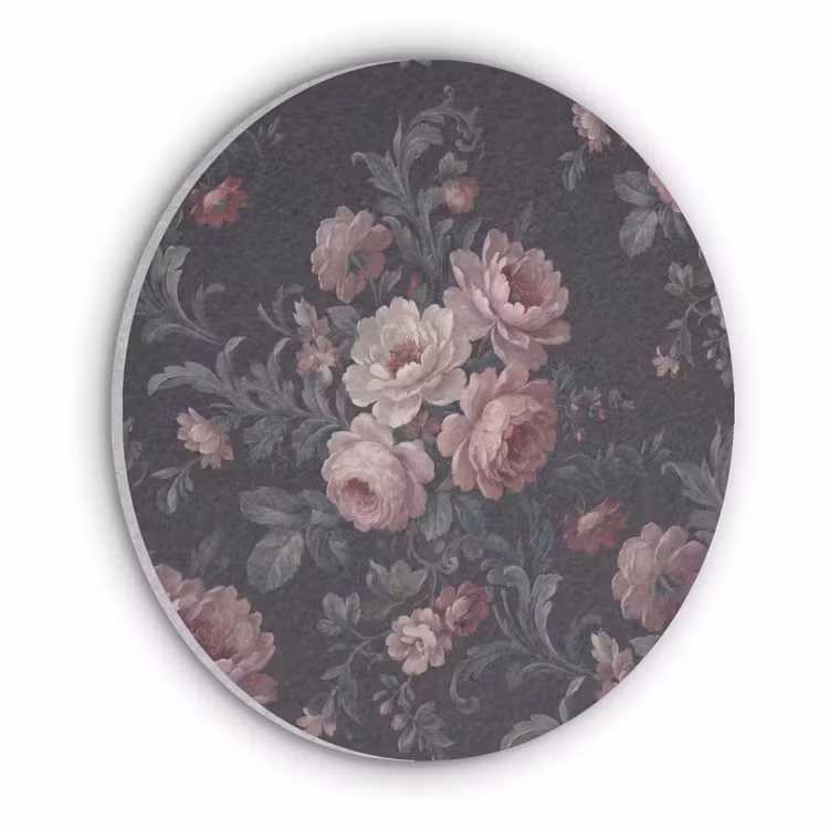 Bloemen - Patroon - Sierlijk - Roze - Donker Akoestische PET Vilt - Rond klein -3d