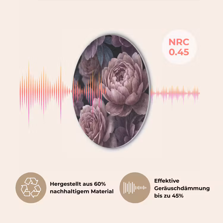 Bloemen - Patroon - Donker - Botanisch - Paars Akoestische PET Vilt - Rond klein -USP_DE