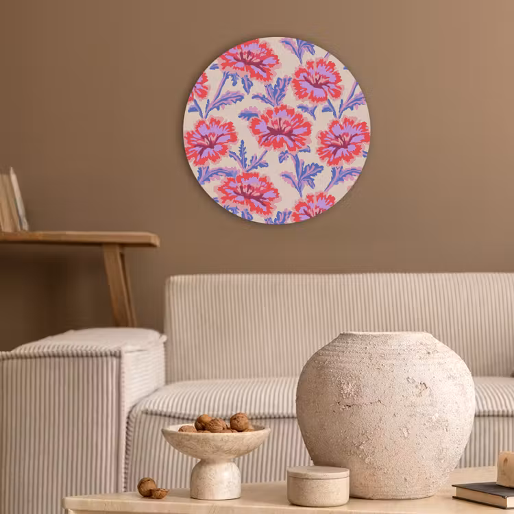 Bloemen - Patroon - Meerkleurig Akoestische PET Vilt - Rond klein 838 -sfeer1