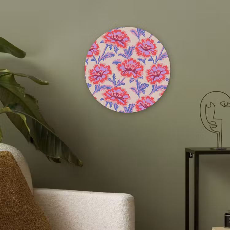 Bloemen - Patroon - Meerkleurig Akoestische PET Vilt - Rond klein 838 -sfeer2