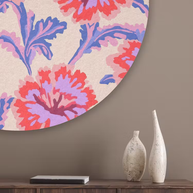 Bloemen - Patroon - Meerkleurig Akoestische PET Vilt - Rond klein 838 -sfeer5_closeup