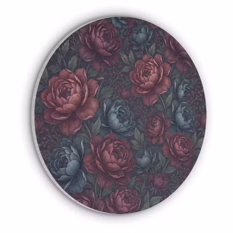 Bloemen - Patroon - Natuur - Klassiek - Donker Akoestische PET Vilt - Rond klein -3d