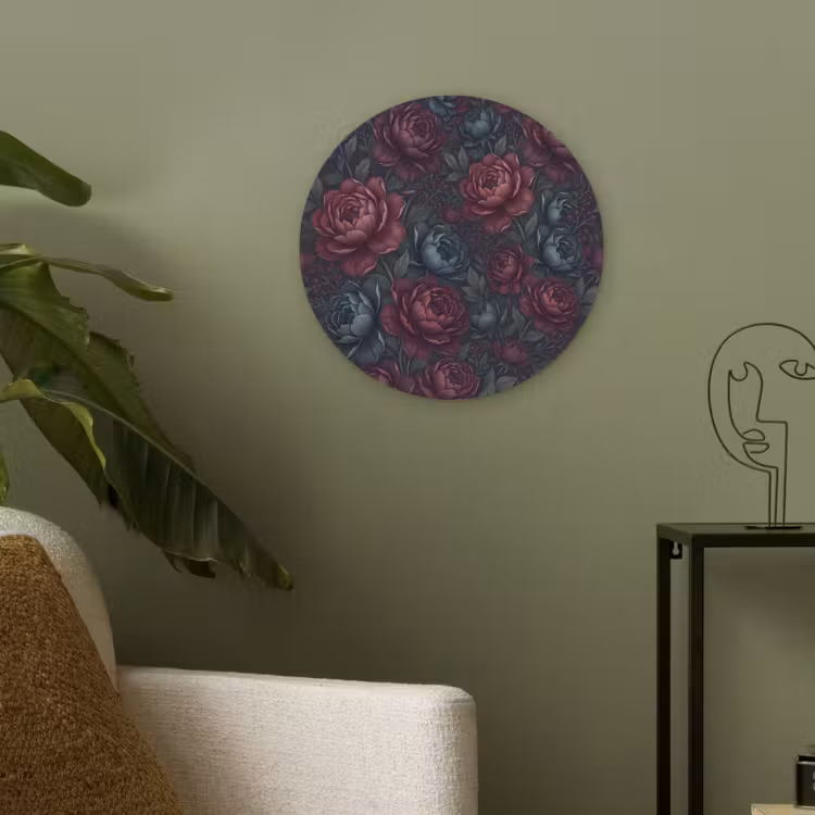 Bloemen - Patroon - Natuur - Klassiek - Donker Akoestische PET Vilt - Rond klein -sfeer2