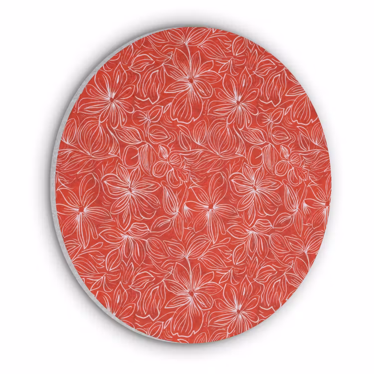 Bloemen - Patroon - Rood Akoestische PET Vilt - Rond klein 838 -3d