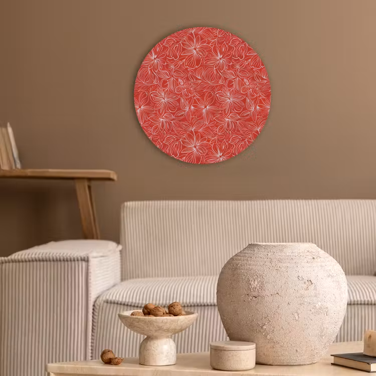 Bloemen - Patroon - Rood Akoestische PET Vilt - Rond klein 838 -sfeer1