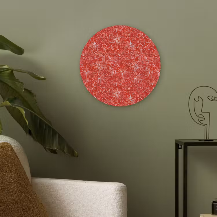 Bloemen - Patroon - Rood Akoestische PET Vilt - Rond klein 838 -sfeer2