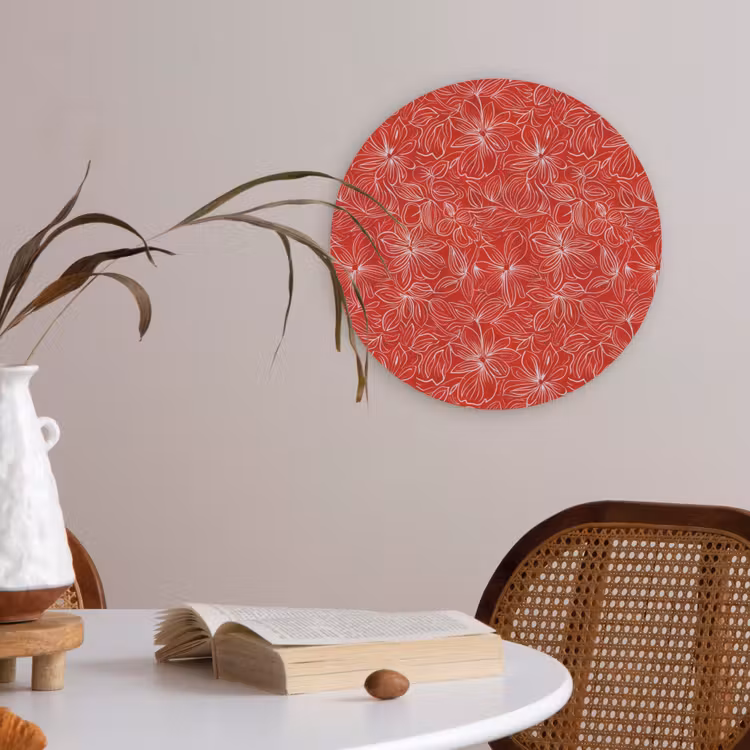 Bloemen - Patroon - Rood Akoestische PET Vilt - Rond klein 838 -sfeer3