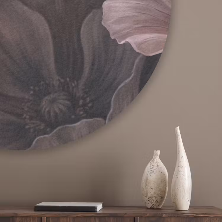 Bloemen - Natuur - Roze - Donker - Modern Akoestische PET Vilt - Rond klein -sfeer5_closeup