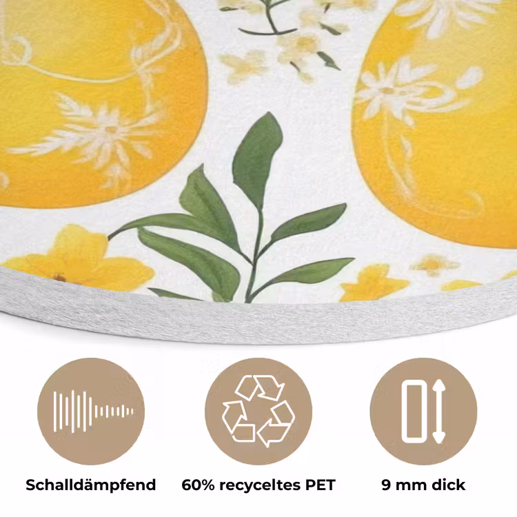 Bloemen - Paaseieren - Geel Akoestische PET Vilt - Rond klein -closeup_DE