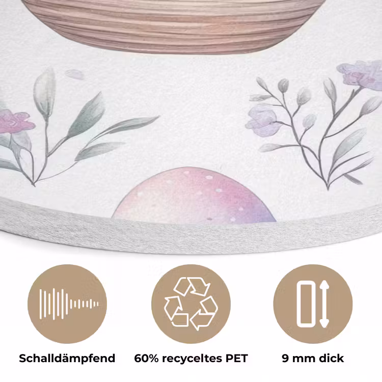 Bloemen - Paaseieren - Patroon Akoestische PET Vilt - Rond klein -closeup_DE