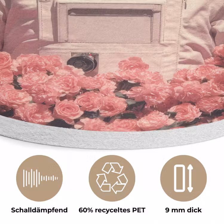 Bloemen - Roze - Astronaut Akoestische PET Vilt - Rond klein -closeup_DE