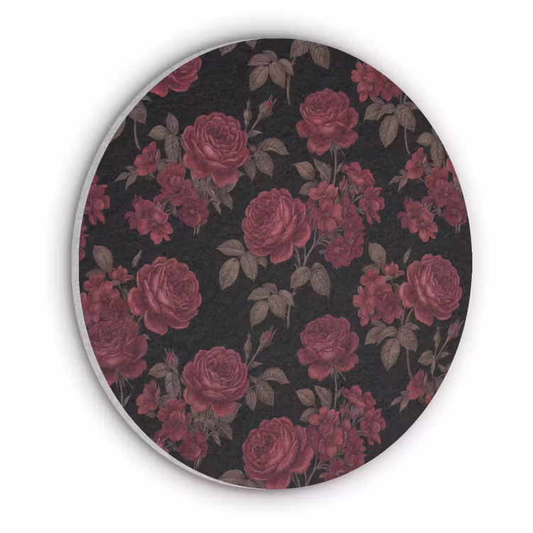Bloemen - Roos - Patroon - Klassiek - Rood Akoestische PET Vilt - Rond klein -3d