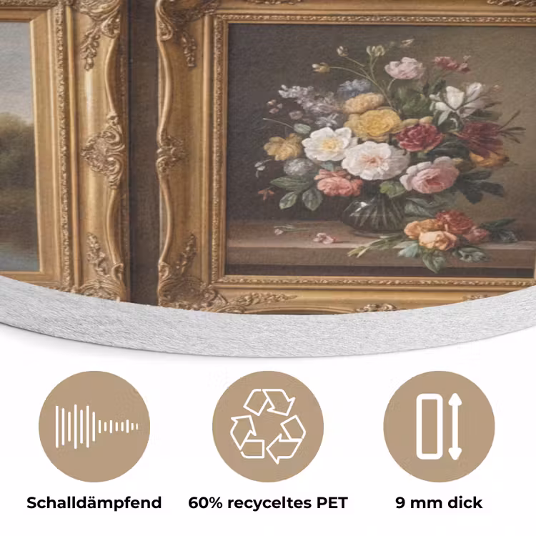 Bloemen - Rozen - Klassiek - Vaas - Kleurrijk Akoestische PET Vilt - Rond klein -closeup_DE