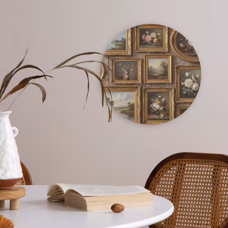 Bloemen - Rozen - Klassiek - Vaas - Kleurrijk Akoestische PET Vilt - Rond klein -sfeer3